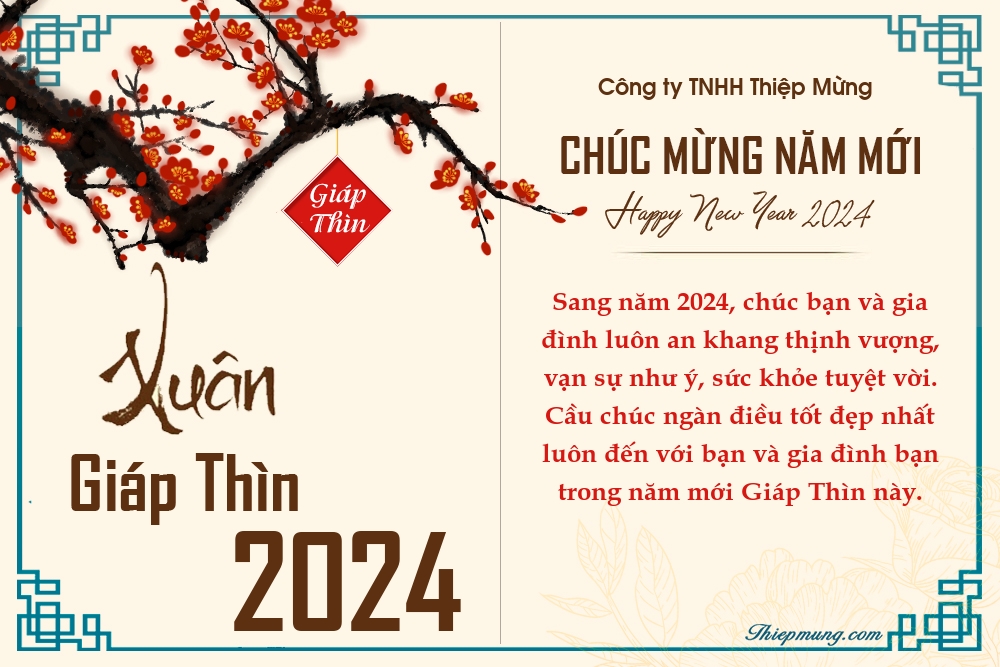 Thiệp chúc tết 2024 - Tổng hợp hình ảnh thiệp tết nguyên đán Giáp Thìn ý nghĩa