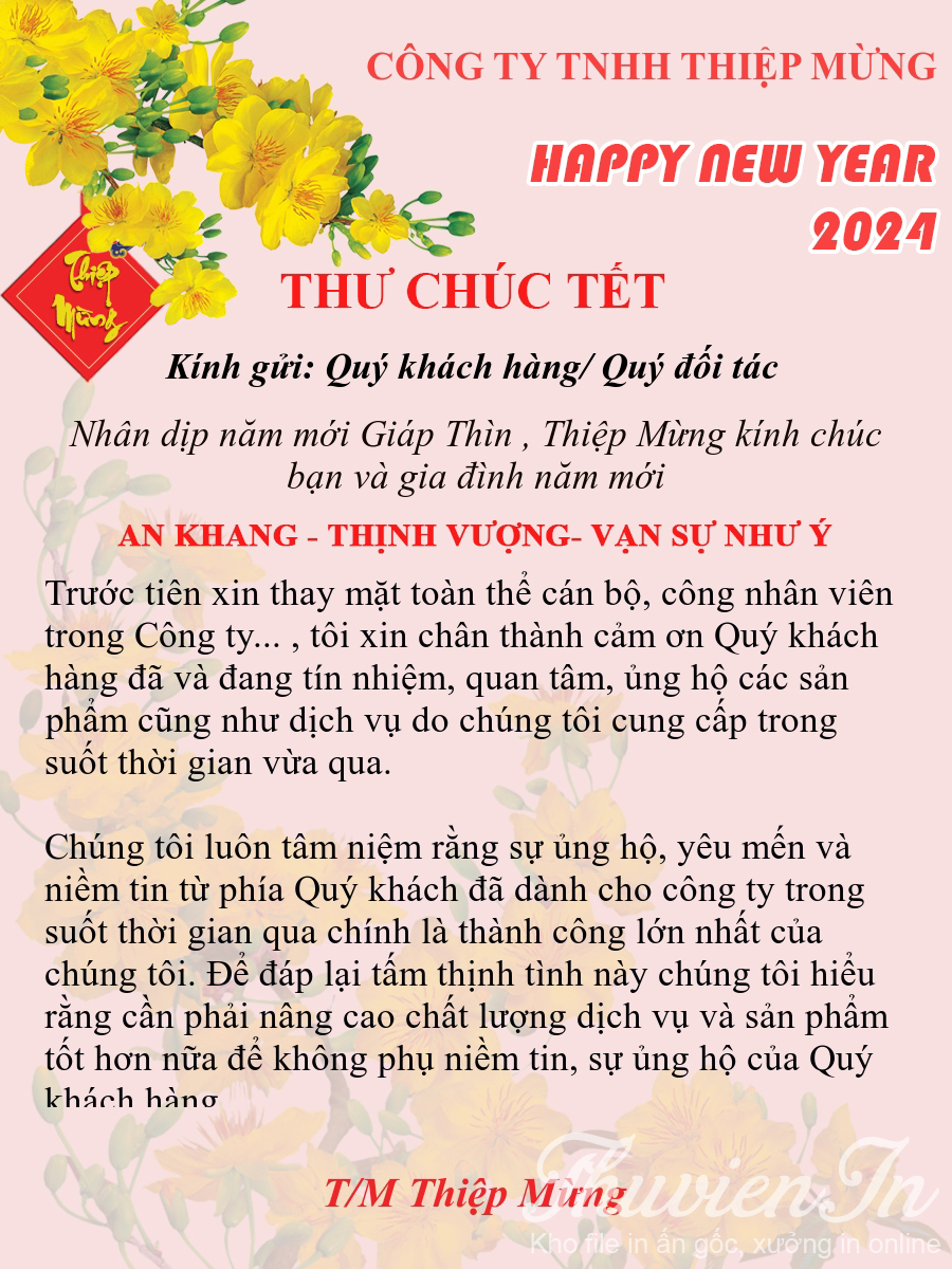 Top thư chúc tết khách hàng dịp tết nguyên đán Giáp Thìn 2024