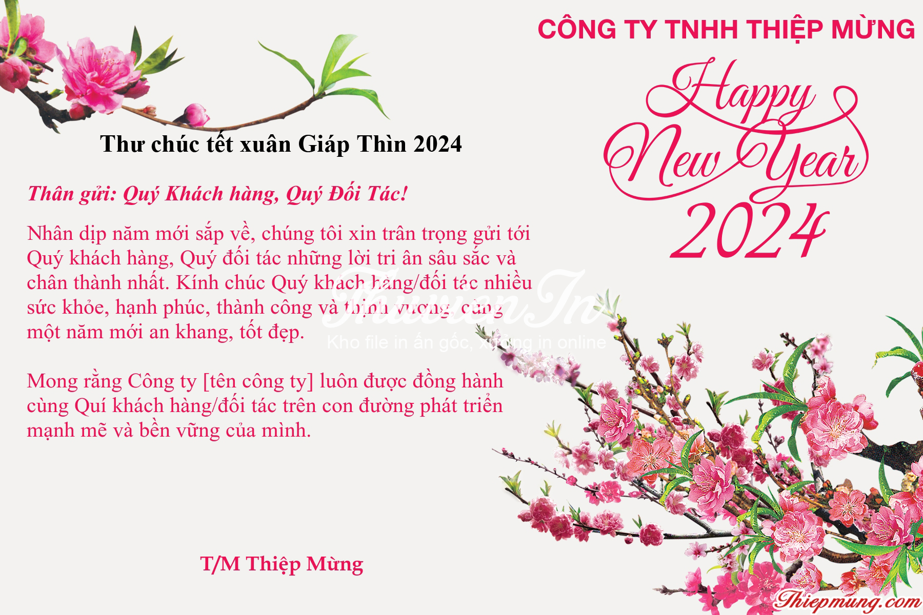 Top thư chúc tết khách hàng dịp tết nguyên đán Giáp Thìn 2024